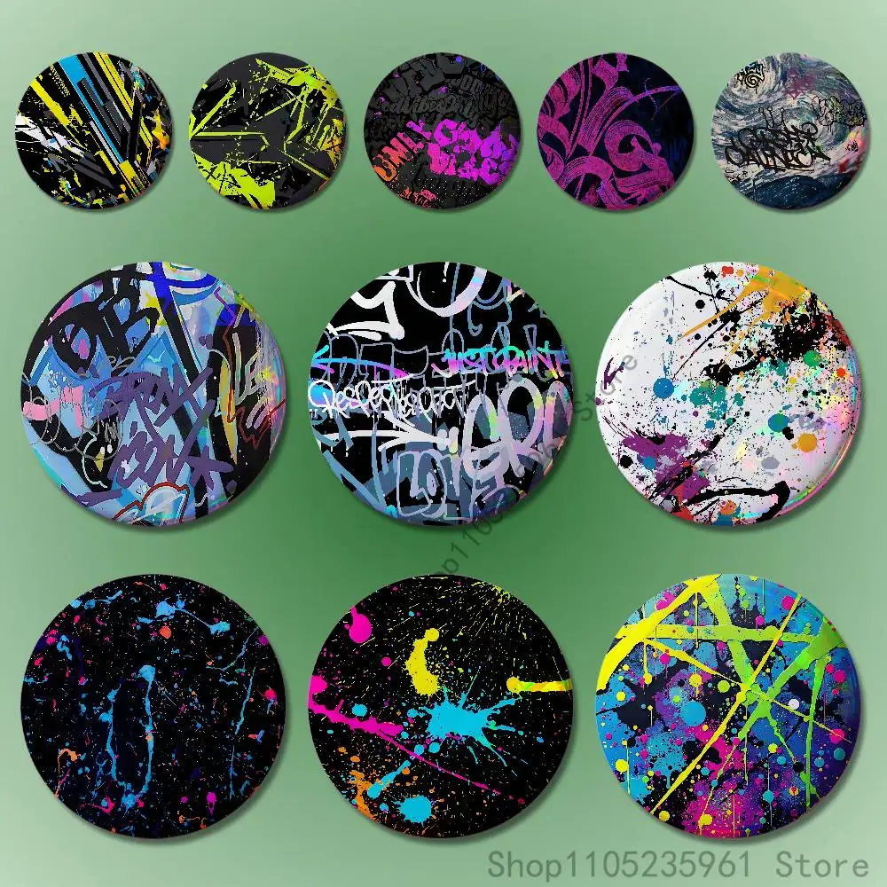 

Graffiti Art Pattern Custom Badges 75mm 44mm 25mm Brooch Backpack Hat Pins Accessories Toys Valentine gift