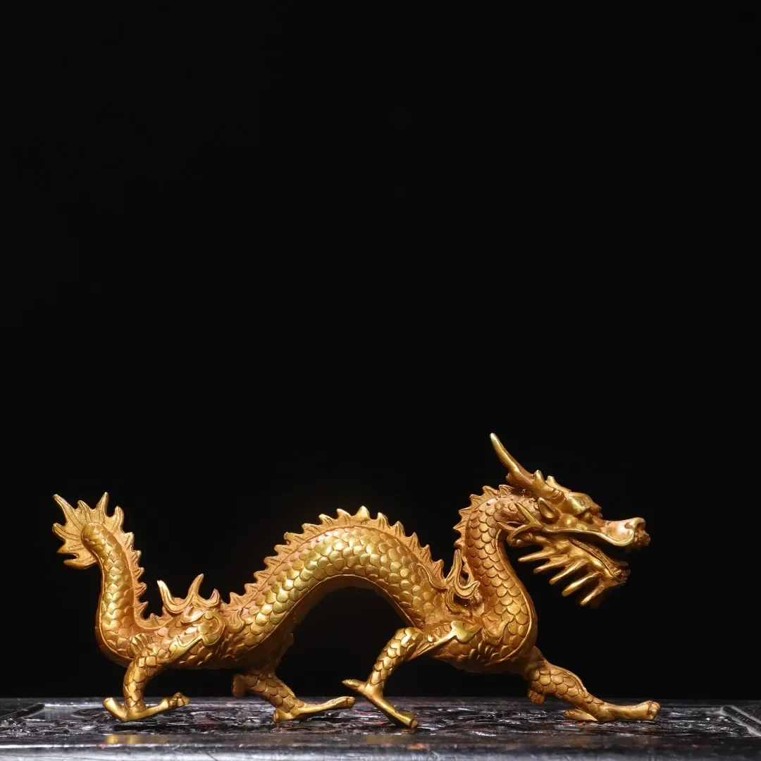 Old Ming Dyansty copper running Dragon statue,Handmade