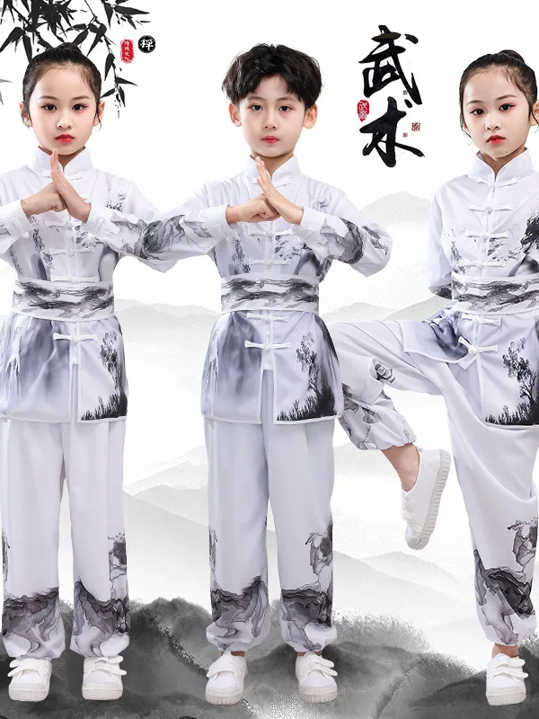 

Children Chinese Style Traditional Wushu Clothing Kids Martial Arts Uniform Kung Fu Suit Girls Boys Stage Performance Costume