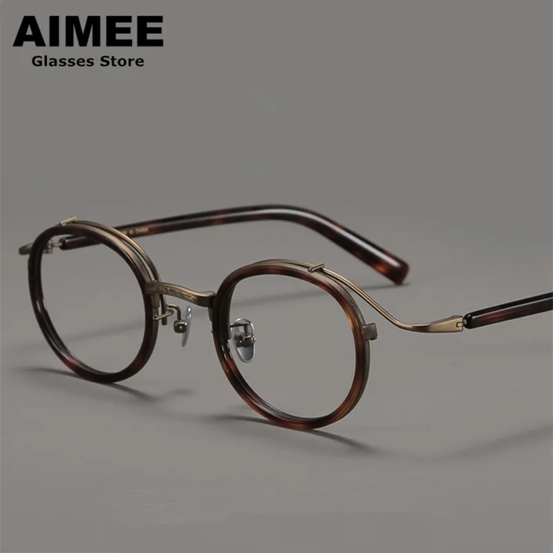 

Top Quality Japanese Handmade Vintage Round Glasses Frame Men Women Classic Acetate Eyeglasses Blue Light Spectacles Frames New