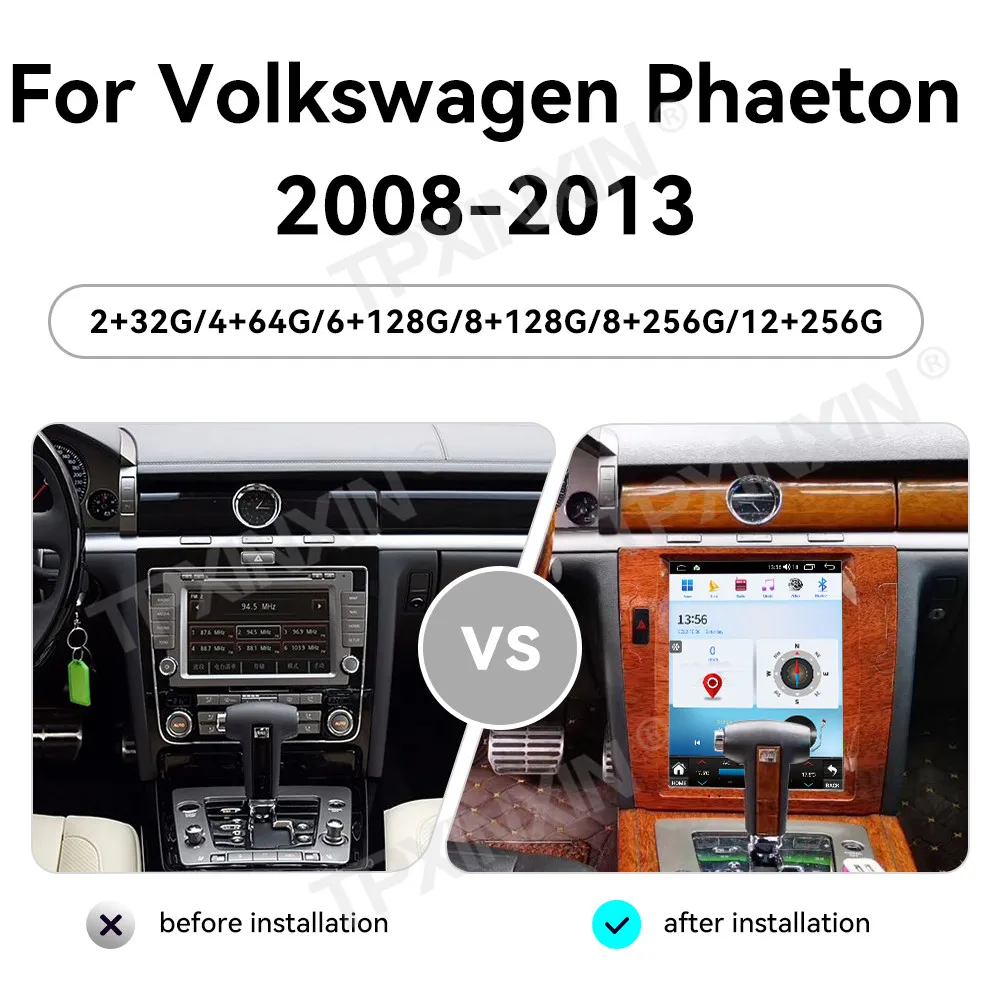 Auto Android 14 Carplay GPS Navigation For Volkswagen Phaeton 2008-2013 Car Radio Stereo Multimedia Player 12.1 Inches Head Unit