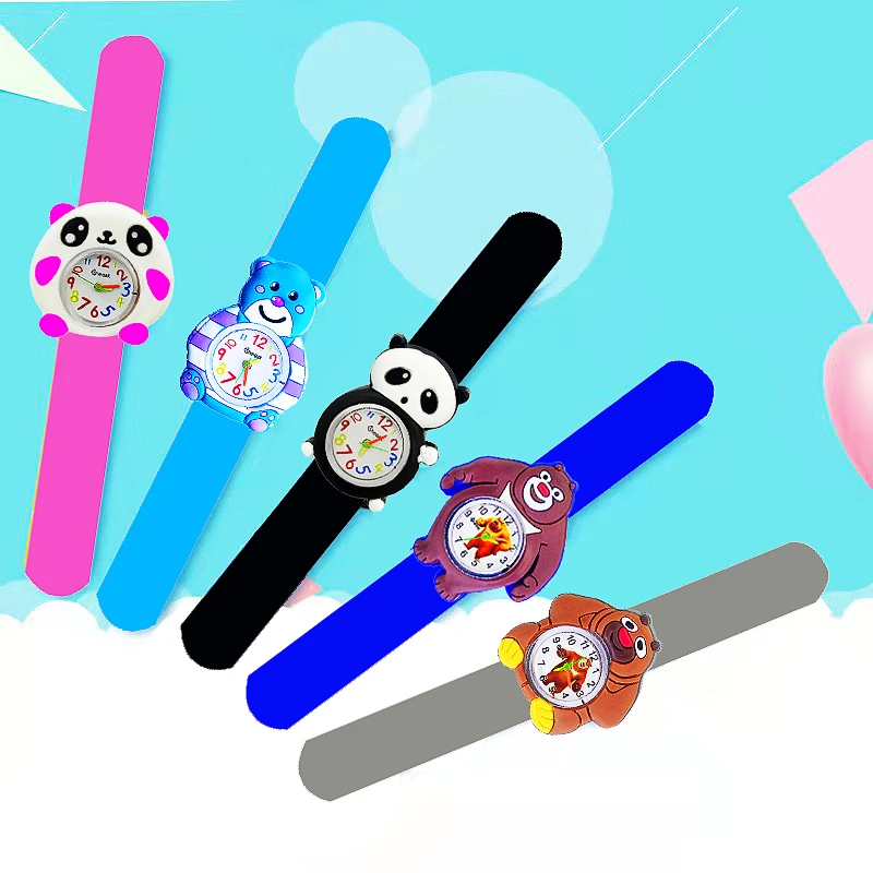 Exquisite Children\'s Watch Gift Cartoon Rabbit Dog Elephant Panda Flamingo Owl Toys Kids Slap Wrist Watches for Boys Girls