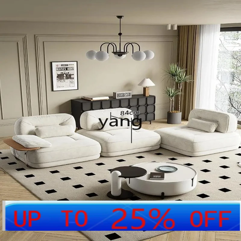 LMM  French cream sofa small apartment module sofa combination living room tofu block fabric sofa