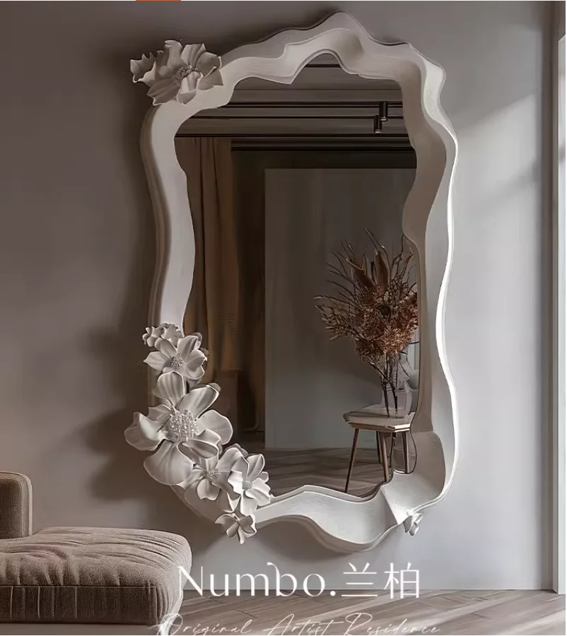 French three-dimensional carved wall hanging wear mirror hotel decoration mirror beauty salon clothing store fitting mirror