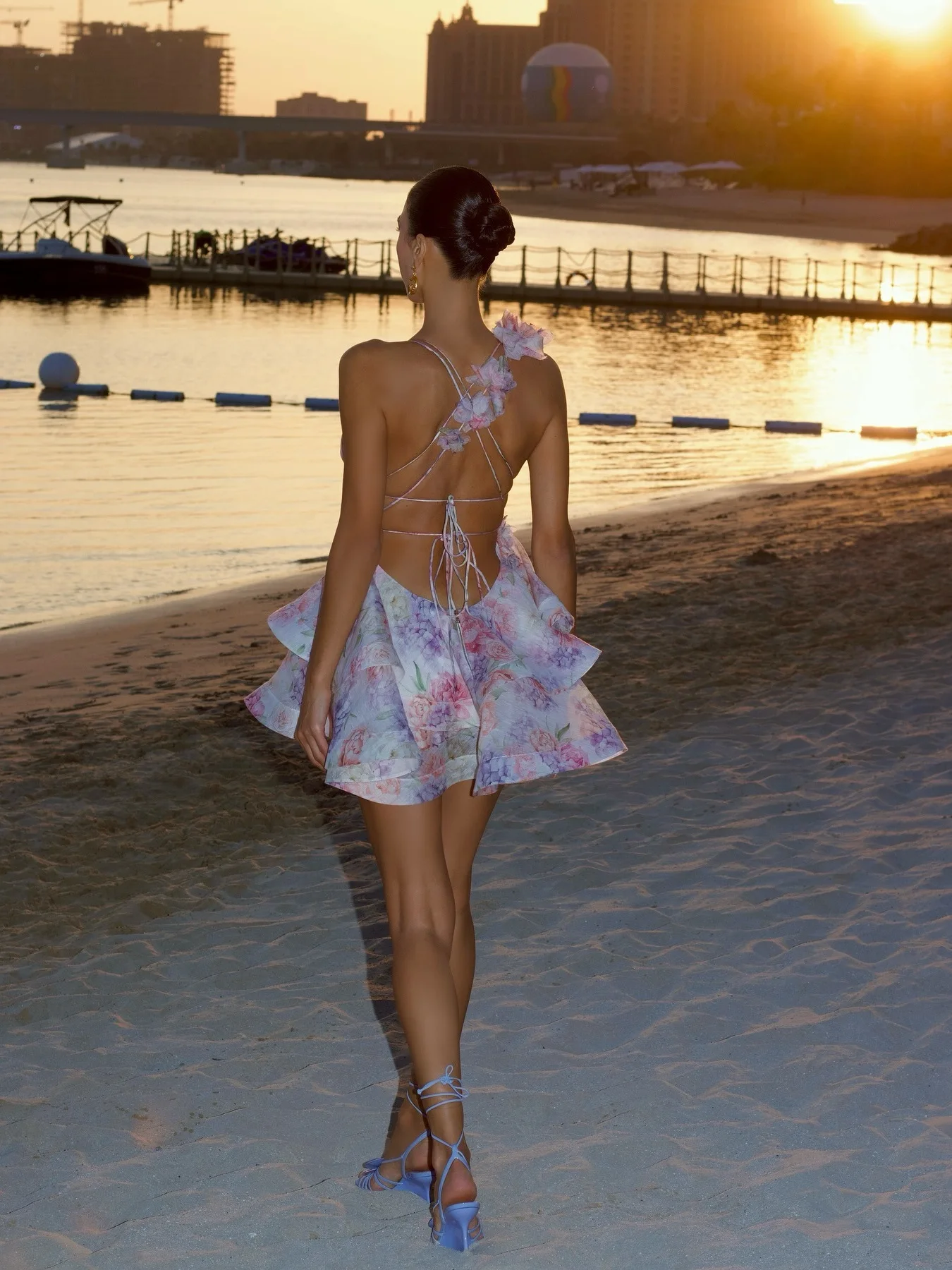 Vestido con volantes y cuello en V, ropa de noche para discoteca, vestidos de gasa 2025, trajes Vintage de verano para mujer, minivestido de noche plisado ajustado Sexy