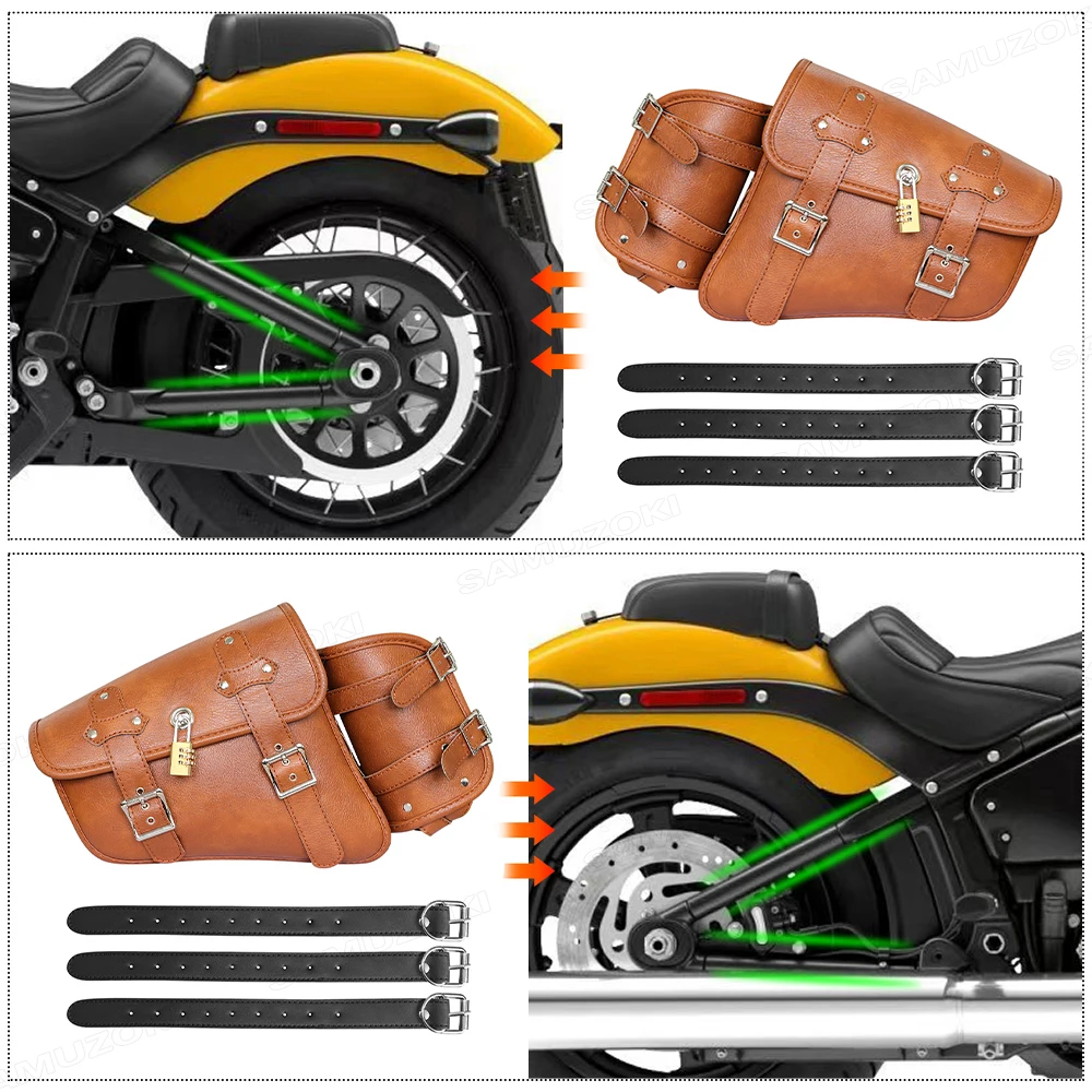 For Harley Davidson Sportster XL883 XL1200 PU Leather Saddle Luggage Bag With Kettle Bag Motorcycle Retro Saddle Bag
