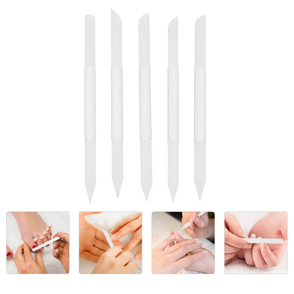 

5Pcs Glass Nail Files Cylinder Shaped Durable Crystal Double Sided Nail File Buffer for Manicure Manicure Files