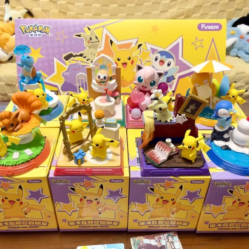 Nuevo Funismo oficial Pikachu caja ciega Psyduck figura de acción modelo de ardilla Vulpix caja misteriosa adornos Mimikyu Jigglypuff regalo