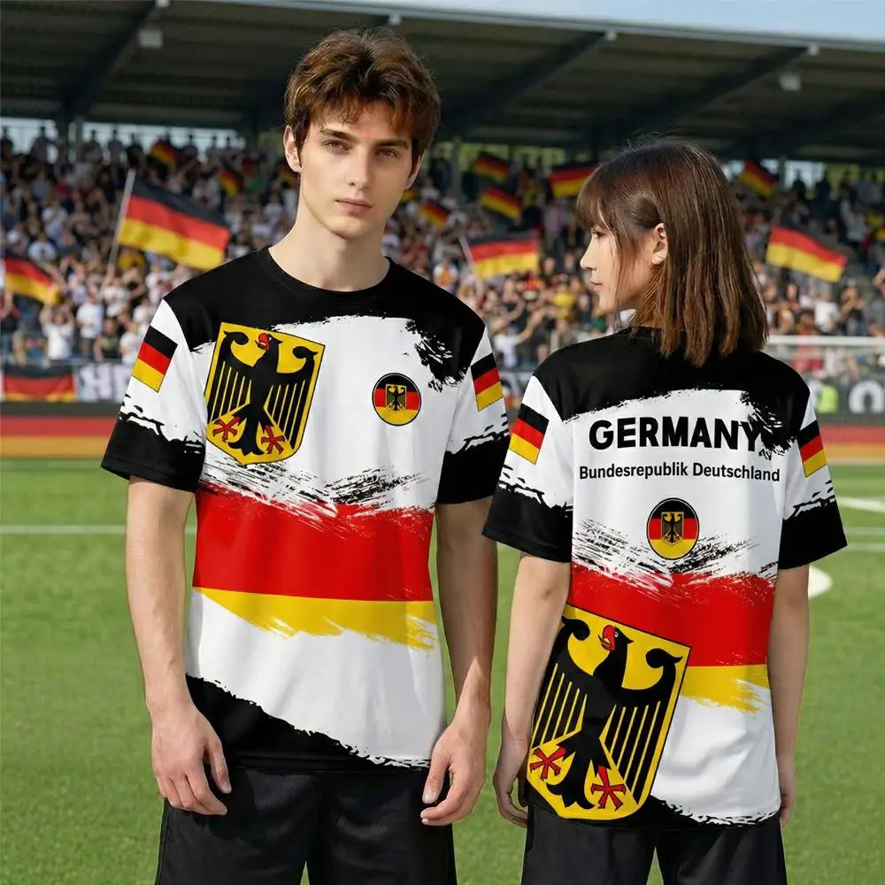 German Eagle Flag 3D Print T-Shirt Men's Women's Soccer Fan Breathable Quick Drying Tee Youth Outdoor Sports Crew Neck Top