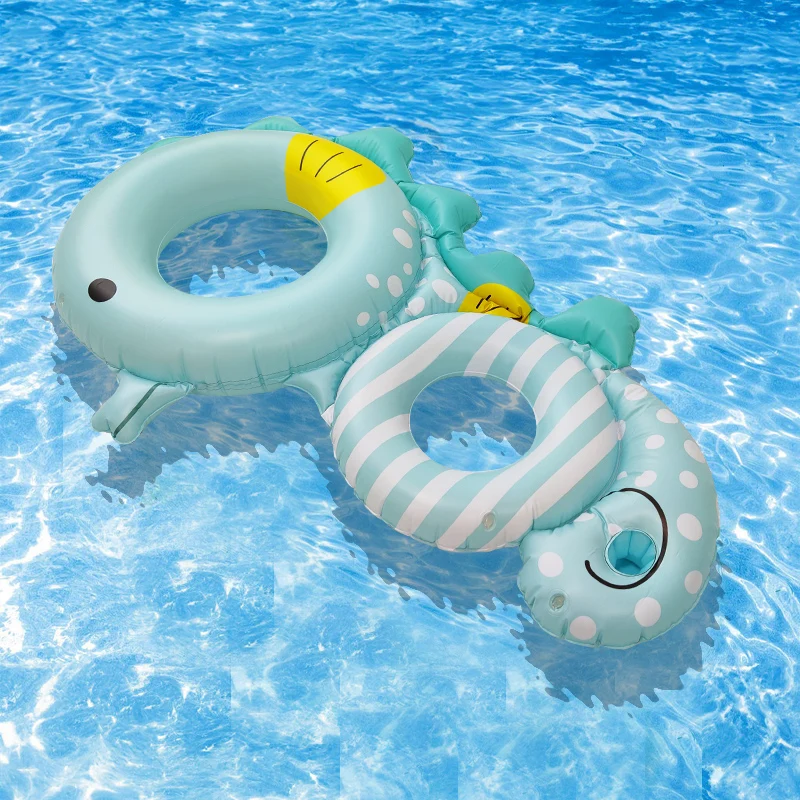 

High Quality inflatable Cartoon shaped double Kids swimming ring Parent Child swim circles couple inflatable pool float