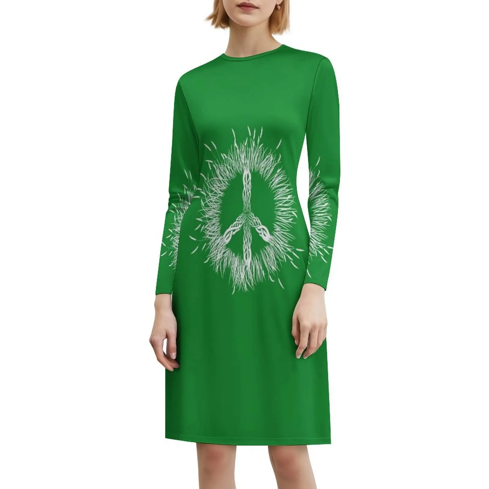 ชุดเดรสสไตล์โบฮีเมียนวินเทจลายธรรมชาติและสันติภาพ แขนพองหรือแบบไม่มีแขนสำหรับผู้หญิง ชุดเดรสลายธรรมชาติ สันติภาพ ความสงบสุข สำหรับผู้หญิง