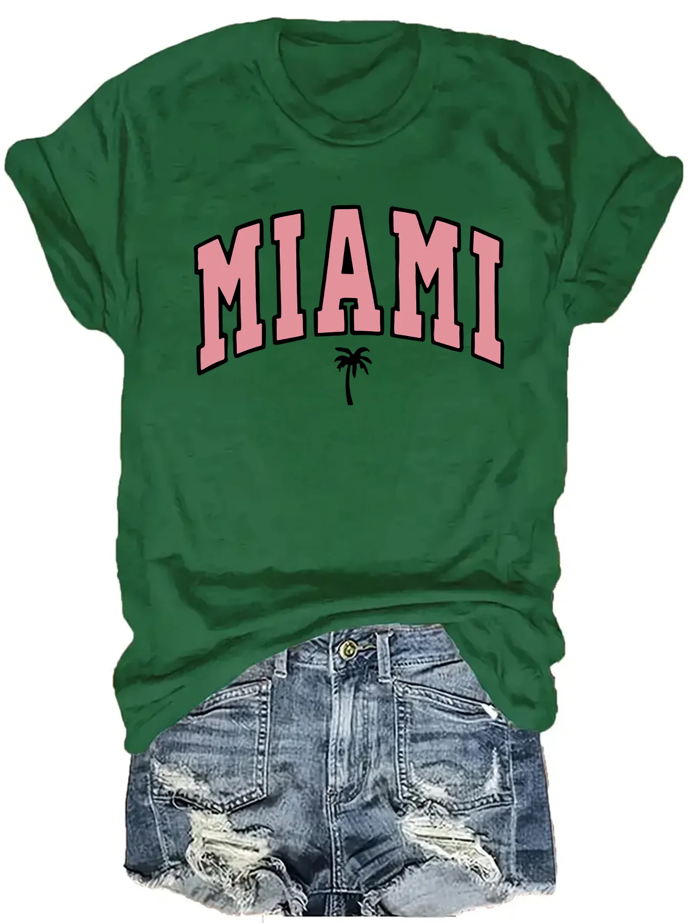 

Fashionable Ladies round Neck Short Sleeve T-Shirt with Letter Pattern Print Casual Comfortable Women's Top
