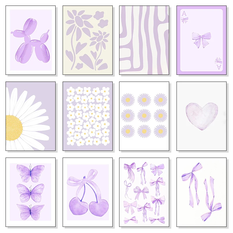 1pcs(No frame)Fashionable and Fresh Purple Abstract Design Pattern Art Poster Canvas Printing Living Room Sofa Background Wal