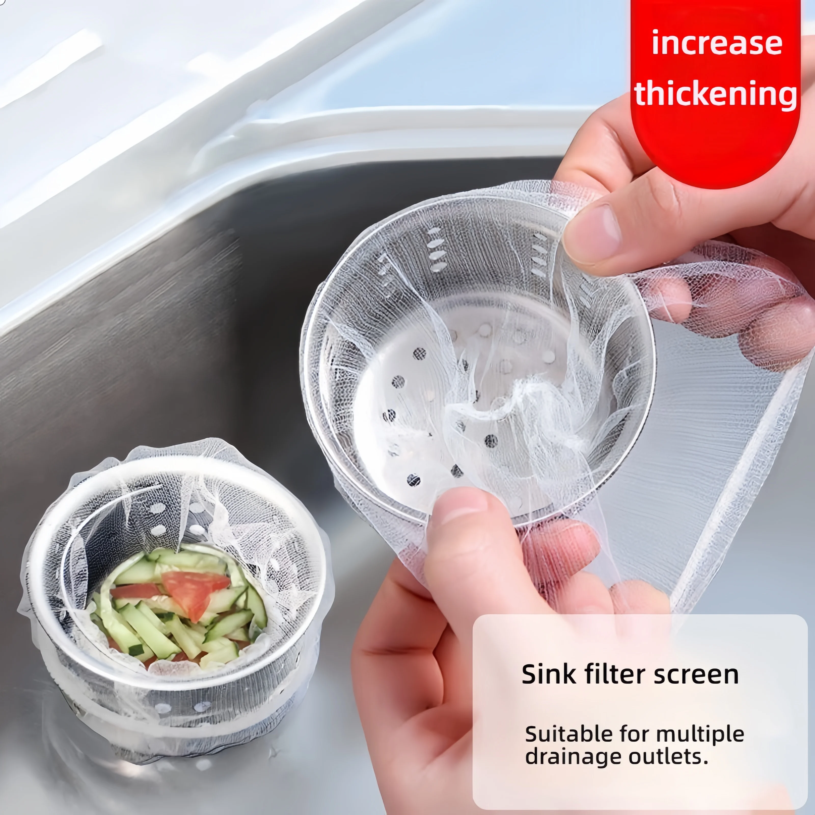 30/50/100pcs Disposable Sink Strainer - Kitchen Mesh Drain Filter, Sink Protector for Food Scraps, Universal Basin Cover