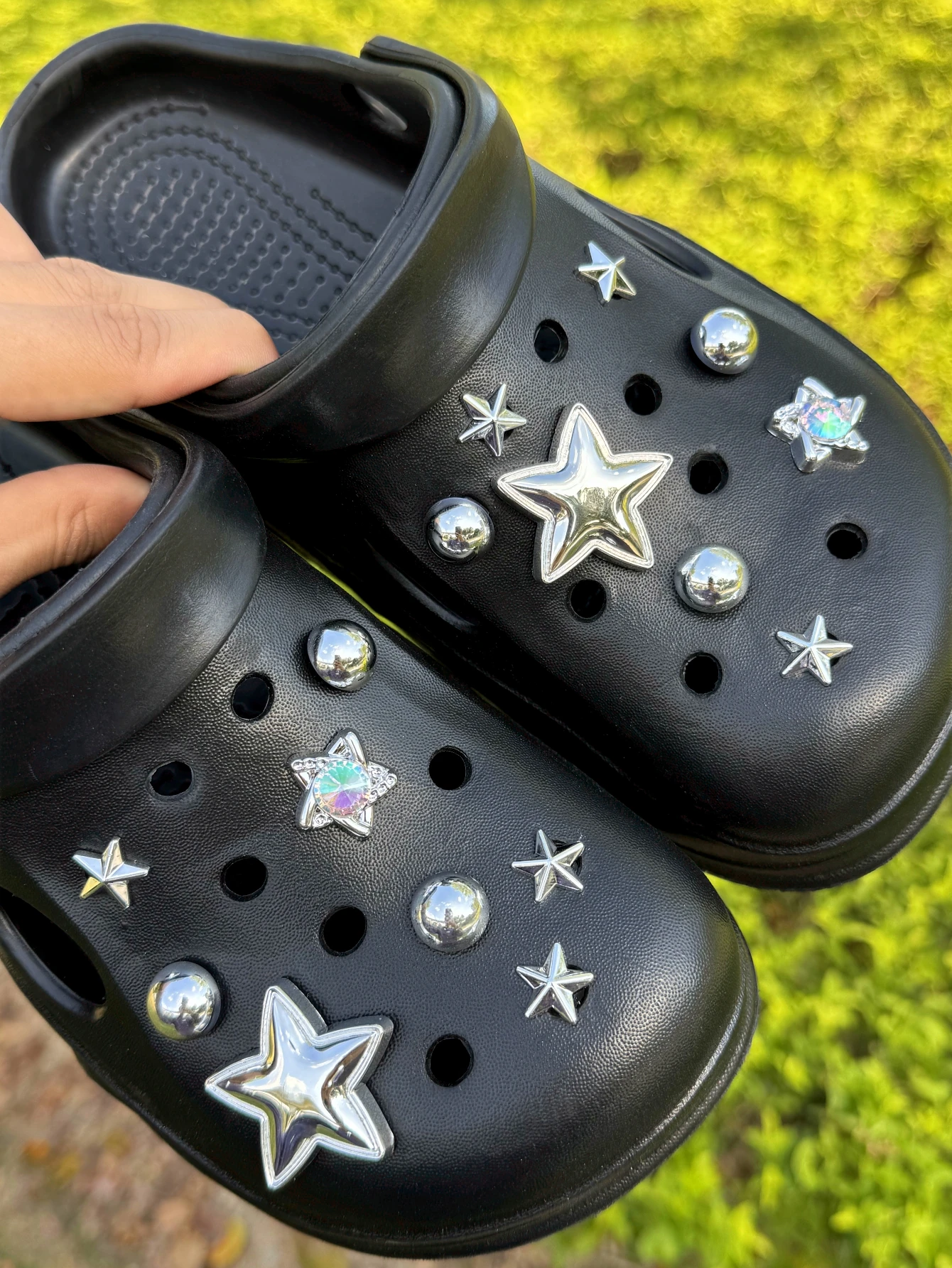 16 silver star-shaped semi-circular beads DIY decorative items, a multi-functional shoe accessory suitable for women's sandals a
