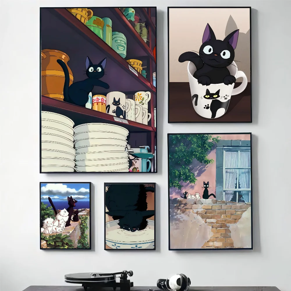 1pc Kiki's Delivery Service Black Cat Poster HD Posters Home Room Bar Cafe Decor Art Wall Painting Picture