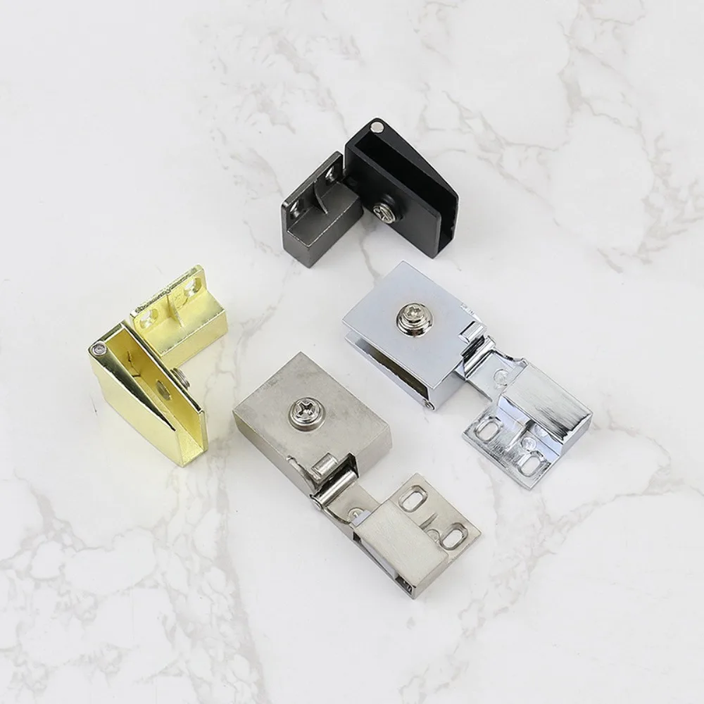 Zinc Alloy Glass Door Hinge Side Mounted No Drilling Frameless Clamp Hardware Furniture Accessories Cabinet Door Hinge