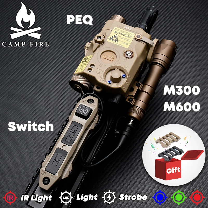 

Фонарь Surefire M300 M600 с лазером PEQ и функцией двойного управления, крепление на планку Пикатинни 20 мм, ИК-подсветка, стробоскоп, NGAL DBAL MAWL OGL