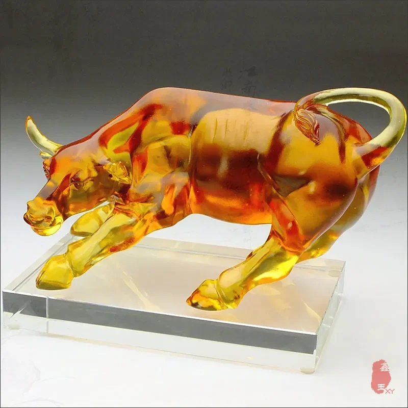 Resin Bull Statue for Office Desk Home Decor Feng Shui Wealth Attracting Figurine Corporate Gift Business Opening Souvenir