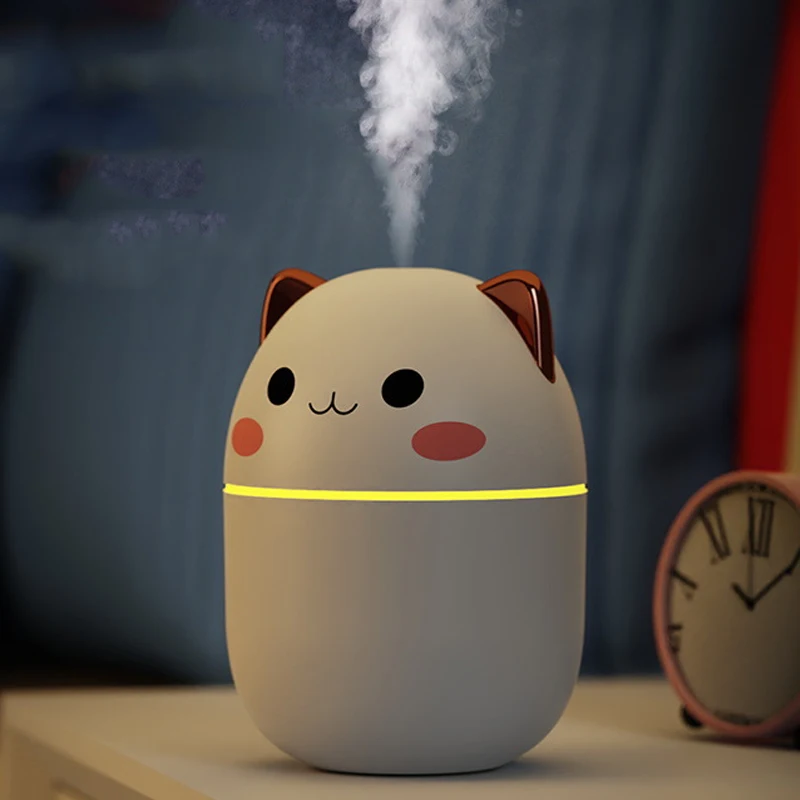 Portable 250ml Air Humidifier Cute Kawaii Aroma Diffuser With Night Light Cool Mist For Bedroom Home Car Purifier Humificador
