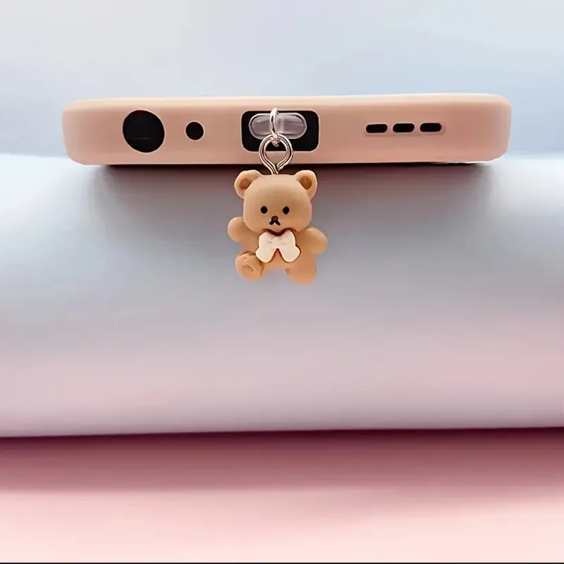 Cute Bear Phone Dust Plug For Iphone For Samsung Type-C Interface Decorative Accessories Dust Cover Dust Cover Kawaii