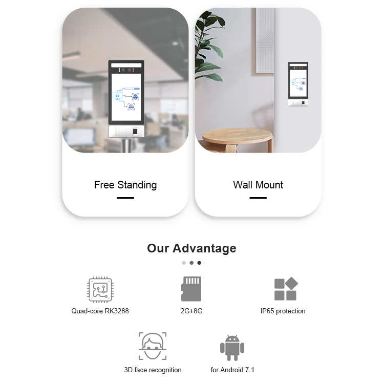 New Product Time Attendance System Face Recognition Access Control Terminal With Fingerprint Reader 8 Inch Kiosk