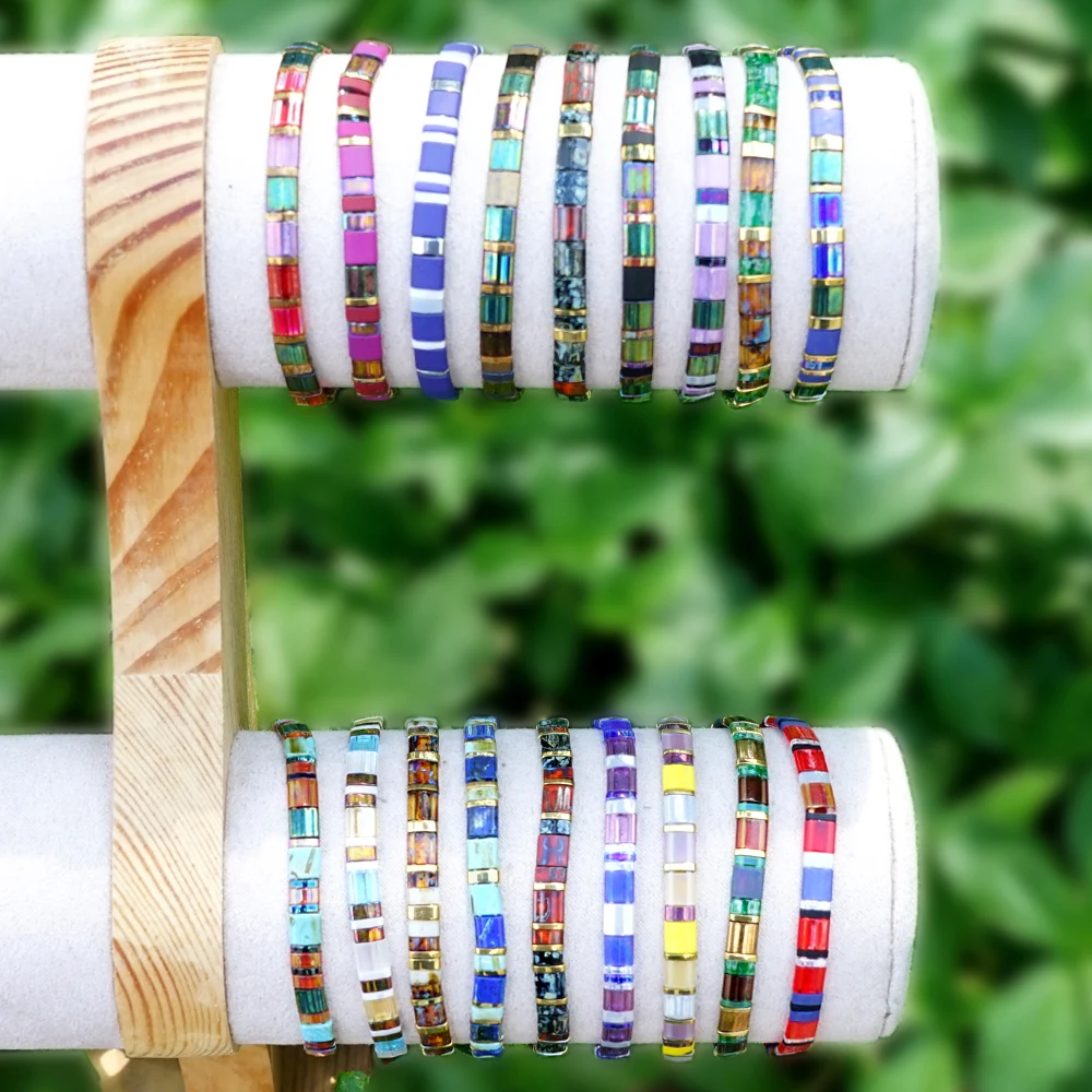 1pc Colorful Tila Glass Seed Stack 2024 Fashion Handmade Beaded Bracelets Stretch Simple Jewelry Teens Gift for Women Men