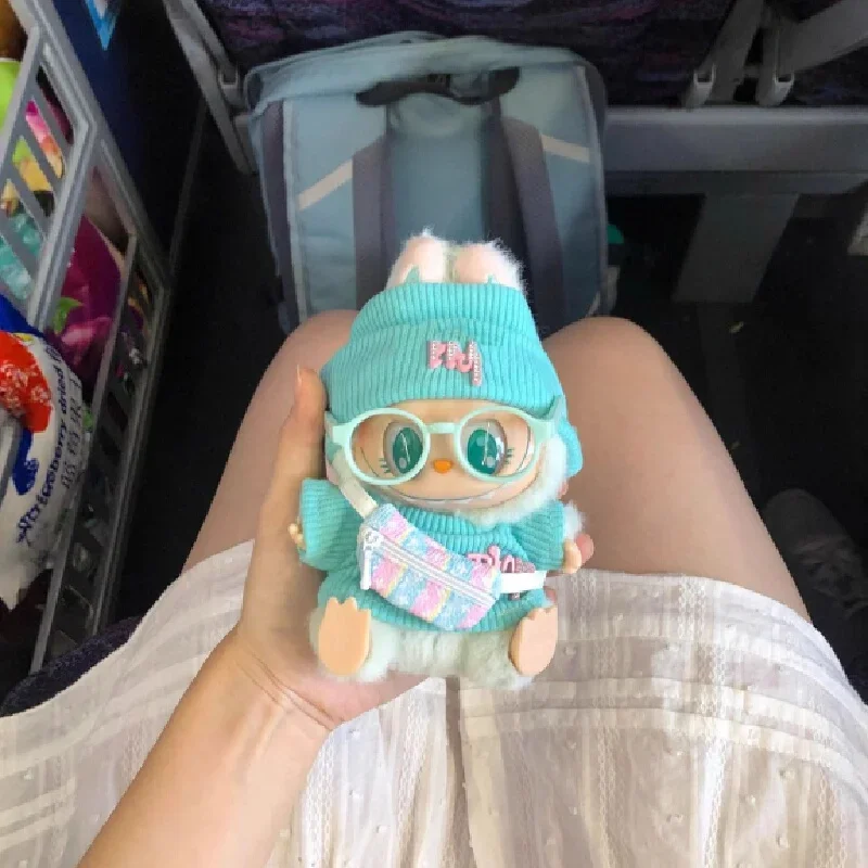 ملابس فقط بدون دمى لملابوبو الجيل الثاني والثالث الأول من ملابس أطفال لابوبو، حقيبة كروس خضراء تحريك على شكل قلب هدية