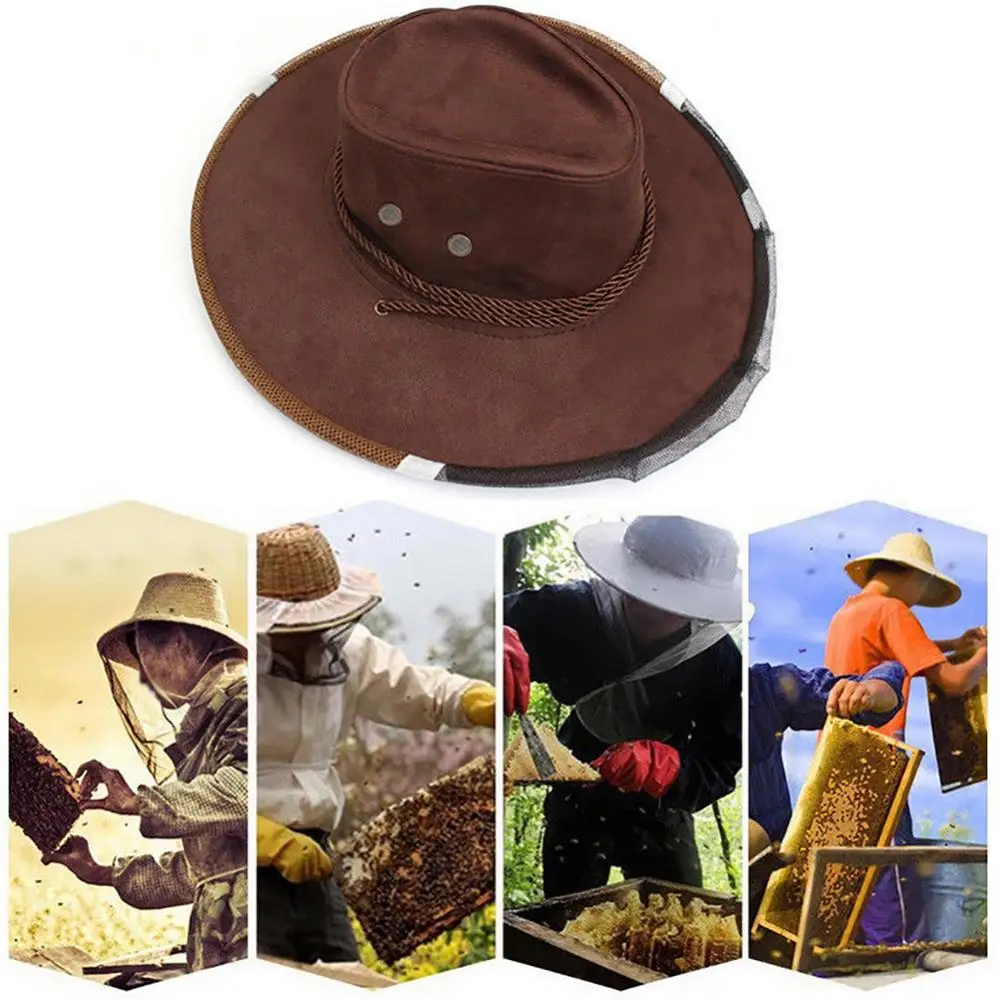 Comfortable Beekeepers Anti Bee Hat Veils Face Protector Mask Hat Design Beekeeping Cowboy Cap Outdoor Mosquito Bee Insect Net