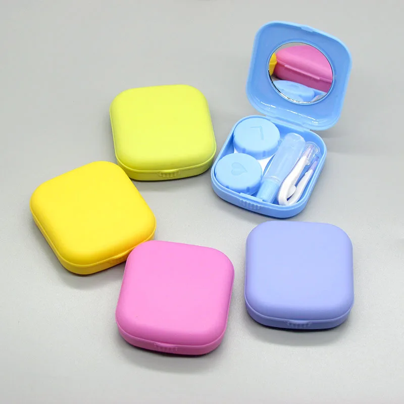 7 Kleur Mini Contact Lens Case Container Met Spiegel Vrouwen Contactlenzen Box Ogen Contact Lens Opbergdoos Mooie Reizen kit Doos