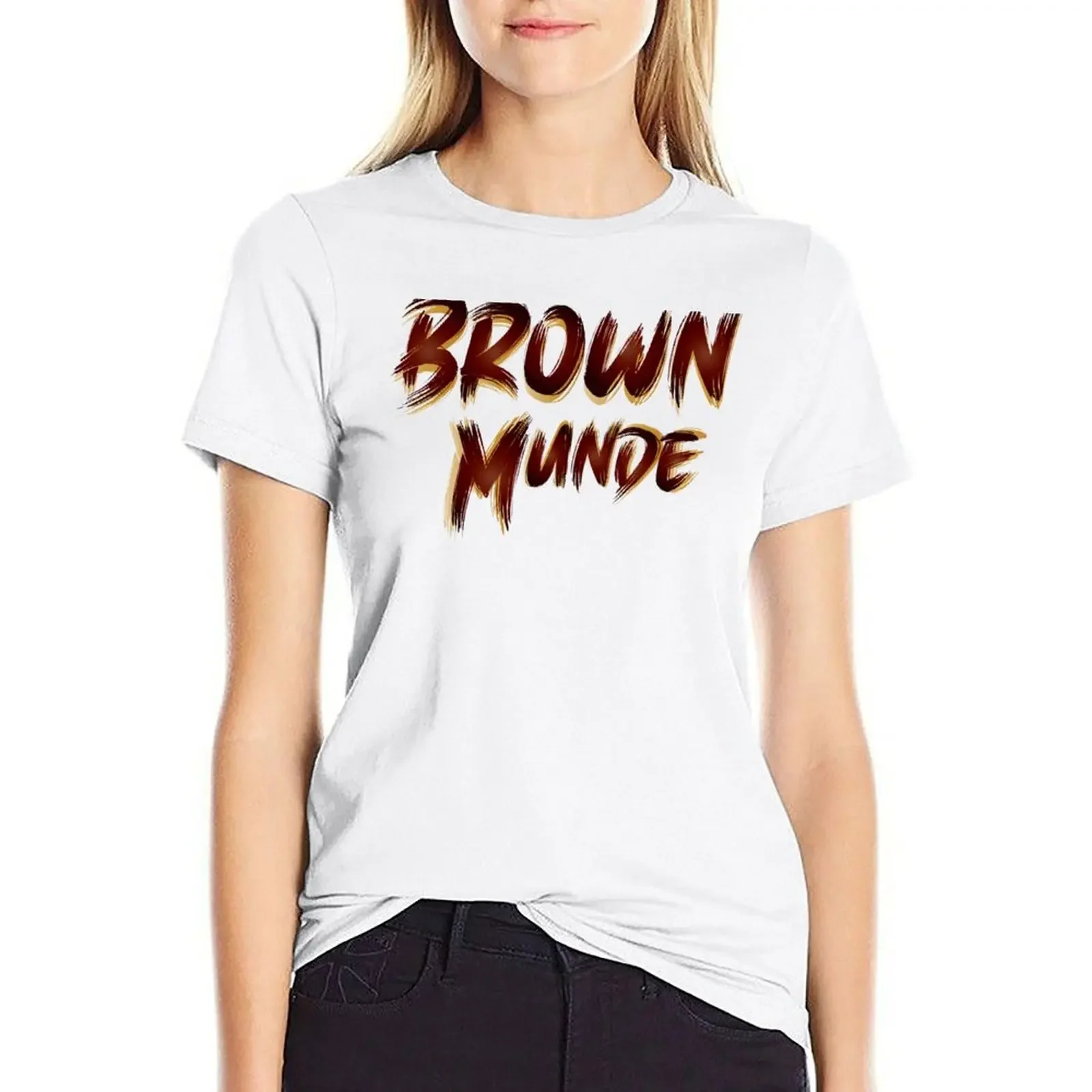 

Brown Munde T-shirt graphics oversized t-shirts for Women loose fit