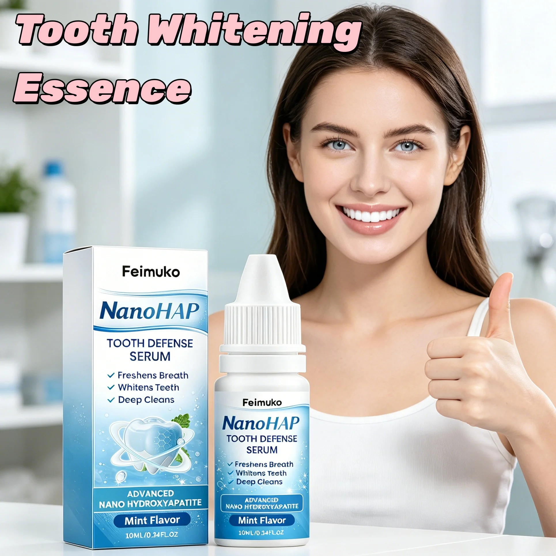 Teeth Whitening Essence Deep Clean Plaque Stain Remover Non-Peroxide Gentle Teeth Bleach Serum For Daily Oral Beauty Smile Care
