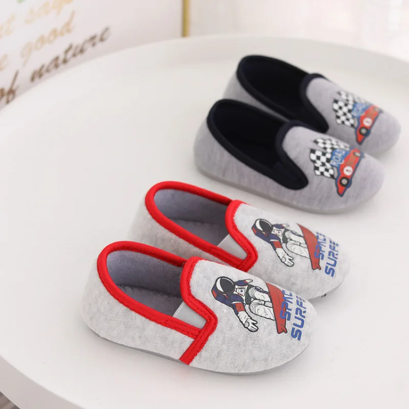 Cartoon handsome boy ski car indoor home floor slippers one pedal change home soft sole shoes