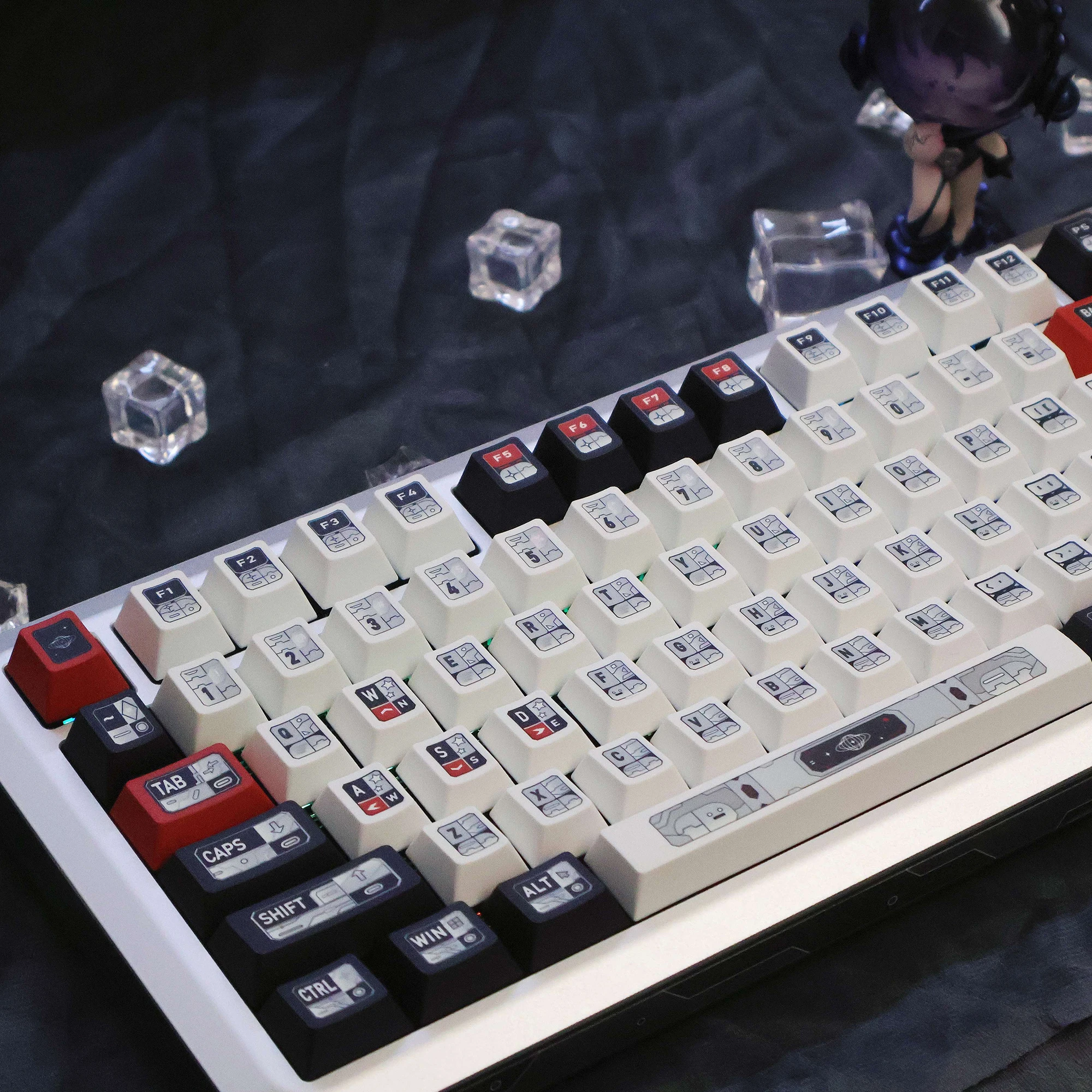 Star Trek Keycap 143 คีย์ Pbt เชอร์รี่ Pbt สีดําสีขาวสีแดง ISO เค้าโครง 2.25/2.75U Space Bar Alice รูปแบบ Keycap