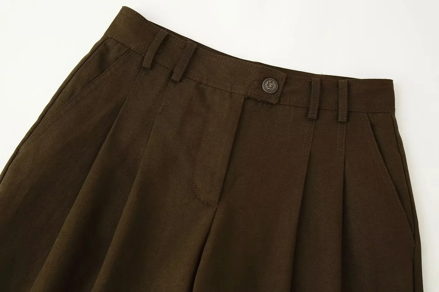 KONDALA Lässiger Vintage-Chic Damen-Blazer-Anzug mit O-Ausschnitt, einreihiger Blazer, lange, lockere Hose, Mode 2026 Herbst-Büroanzug – Detail 16