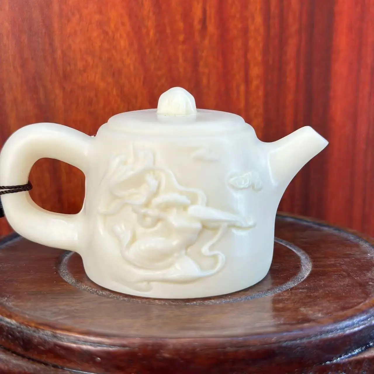 Ivory Nut Carved Flying Beauty Teapot Hand Piece Car Pendant Bodhi Fruit Craft Ornament Collectible Decor Gift