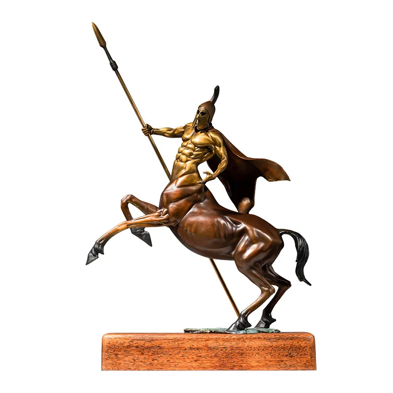 

Bronze Gold Years Warrior Remy Horse Brass Ornament Creative Greek Warrior God of War War Horse Color Bronze Crafts