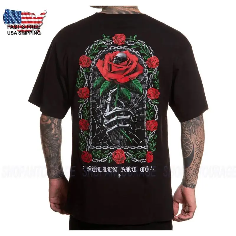 Sullen Art Collective Silver Chain Art Red Roses T-Shirt