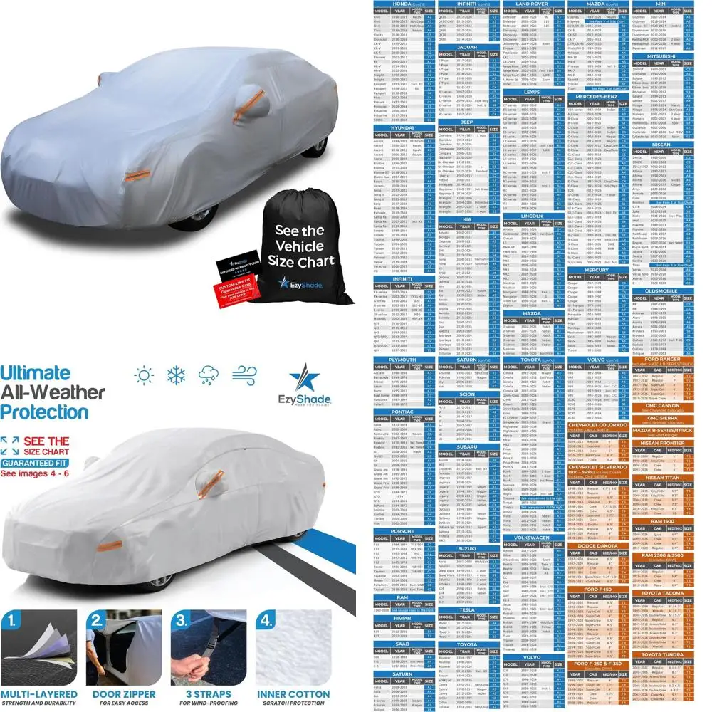 

Всепогодный 10-слойный автомобильный чехол — водонепроницаемая защита для седана, хэтчбека, внедорожника (размера A5 — эталонная таблица размеров)