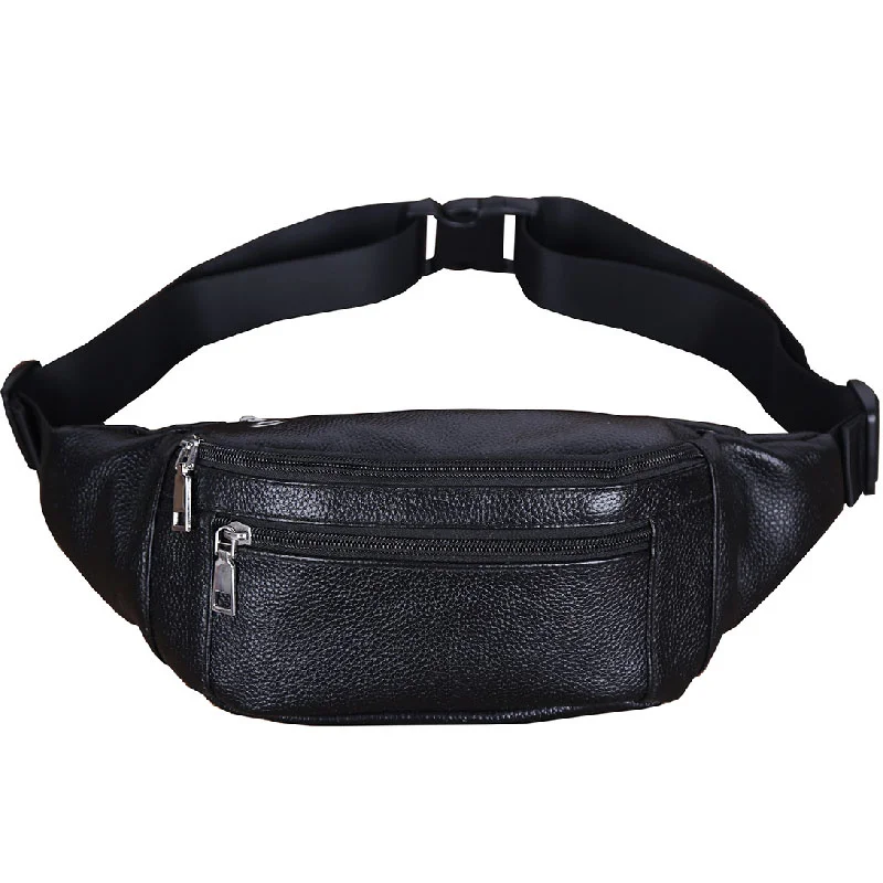 Bolso de cuero de cintura para hombre, paquete Panny informal, Color sólido, chaleco genuino para hombre, cinturón deportivo de trabajo para hombre, s al aire libre