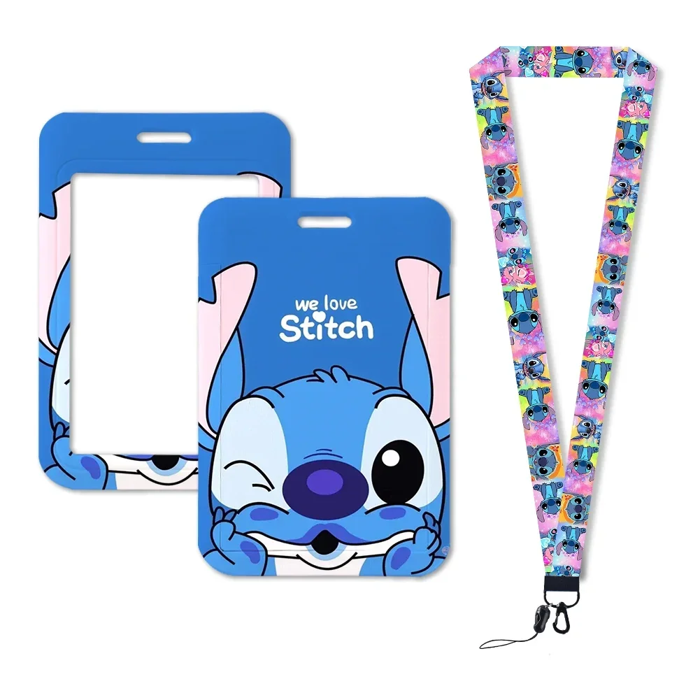 Держатель для кредитных карт Disney Stitch, шнурок для детей, идентификационная карта для женщин, брелок на шею под заказ