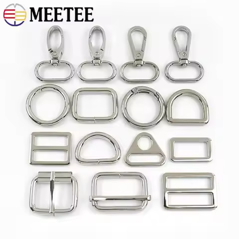5/10Pcs 20/25/32/38mm Metal Buckle Silver Lobster Clasp O D Ring Square Tri Glide Slider for Bag Strap Pet Collar Accessories