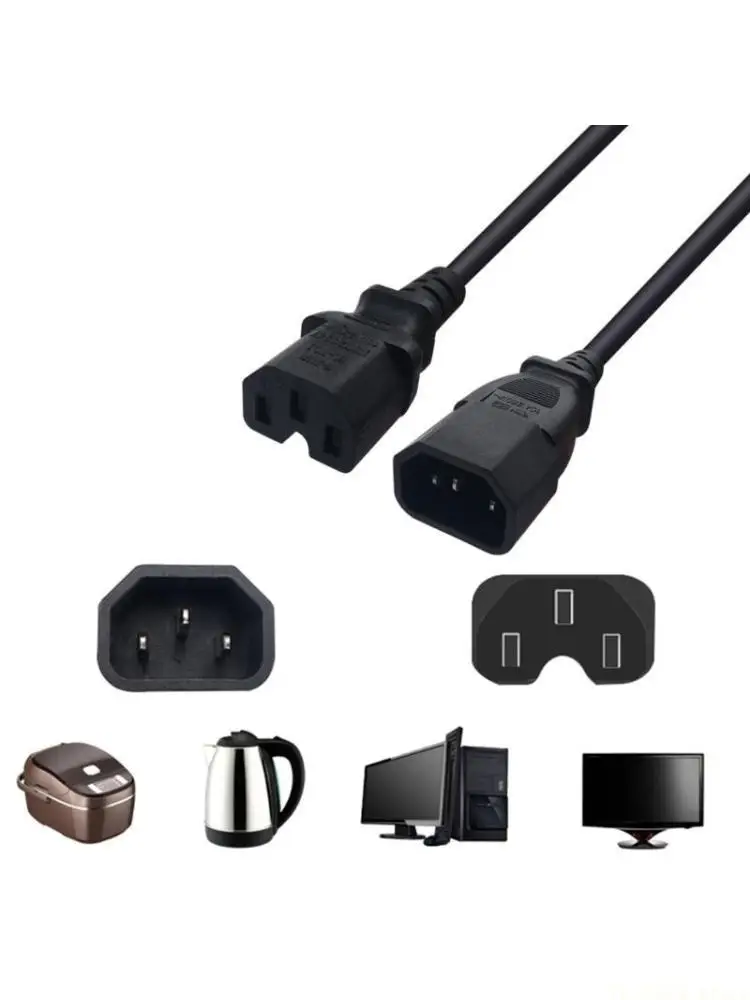 E56B IEC 320 C14 3Pin Male to IEC 320 C15 Female Cloverleafs Power Cable Cord for Laptops Notebook Power Adapters