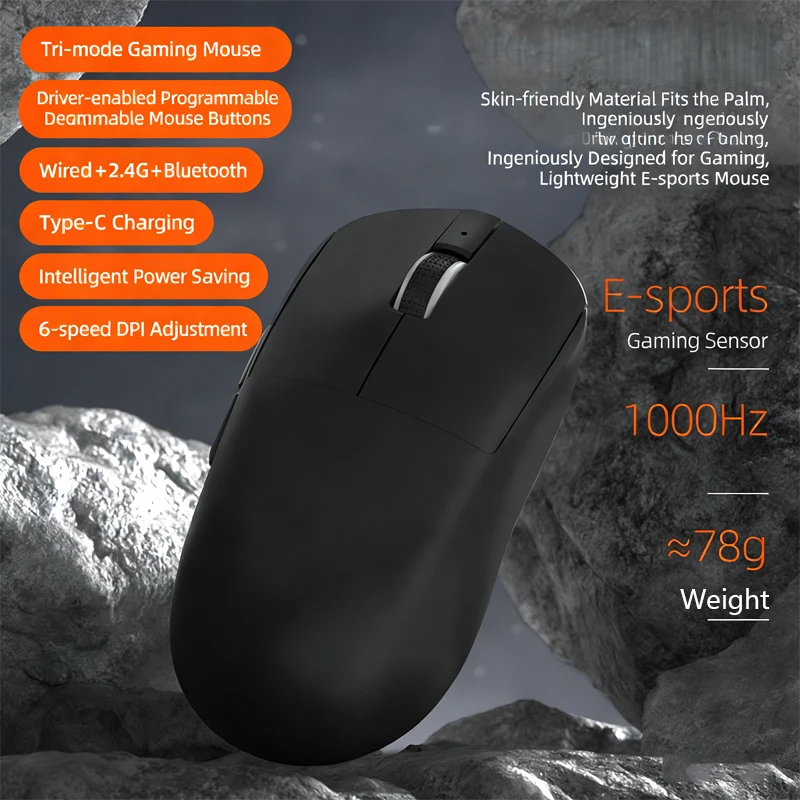 

Новая игровая мышь для киберспорта с длительным временем автономной работы, легкая, эргономичная, трехрежимная, Bluetooth, ультралегкая
