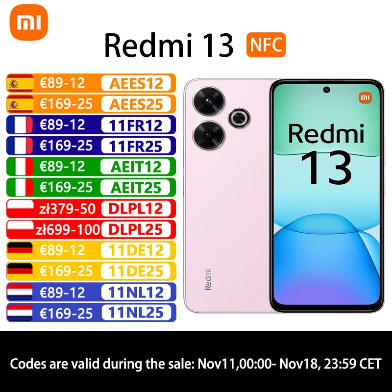 Xiaomi Redmi 13, Teléfonos inteligentes, MediaTek Helio G91-Ultra, Cámara de 108MP, 5030mAh, Carga rápida de 33W, Pantalla de 90
