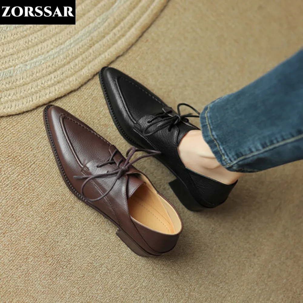 

Western Women's Flats Shoes Pointed Toe Loafer Shoes Woman Sexy Pointed Toe Oxford Shoes For Women Spring Footwear Large Size