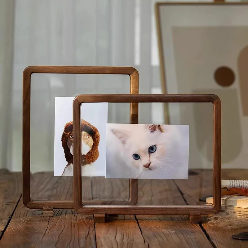 

Nordic High-end Solid Wood Photo Frame Modern Simple Double-sided Transparent Photo Frame Creative Bedroom Home Decor Kpop FYPF