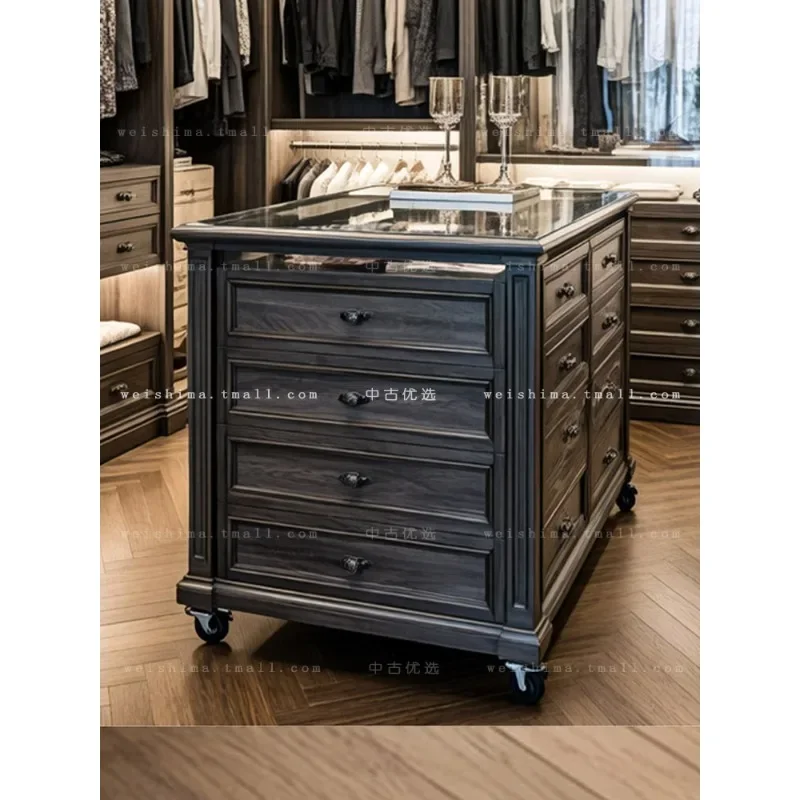 Vintage Style Wardrobe Cabinet, Small Apartment Freestanding Island Cabinet, Retro Style Jewelry Cabinet