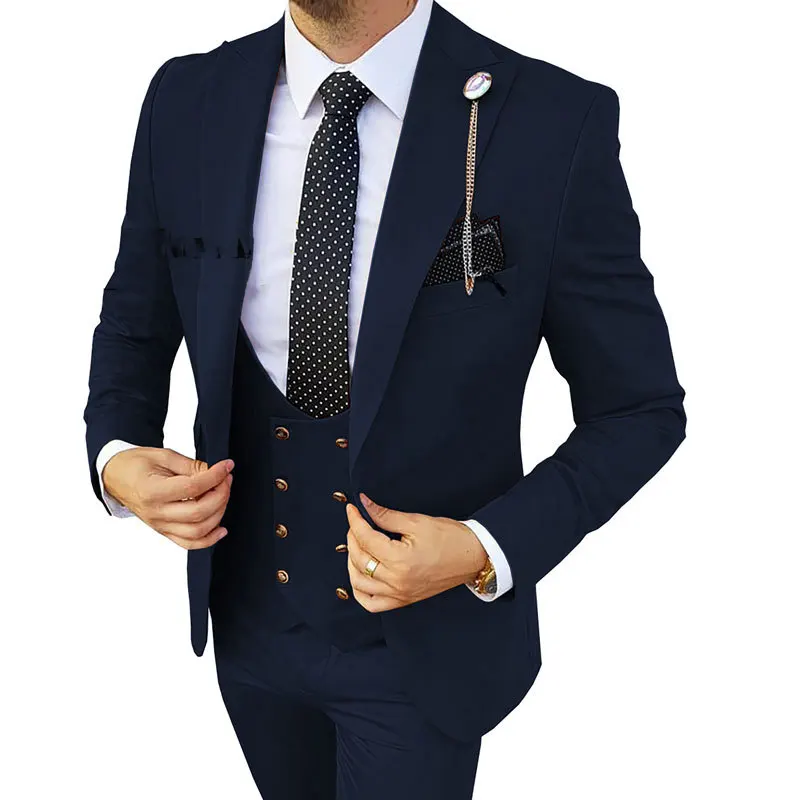 3 Pcs Sets Blazers Jacket Pants Vest / Men Suit 2023 New Business Wedding Fashion Host Clothes Slim Fit Coat Trousers Waistcoat