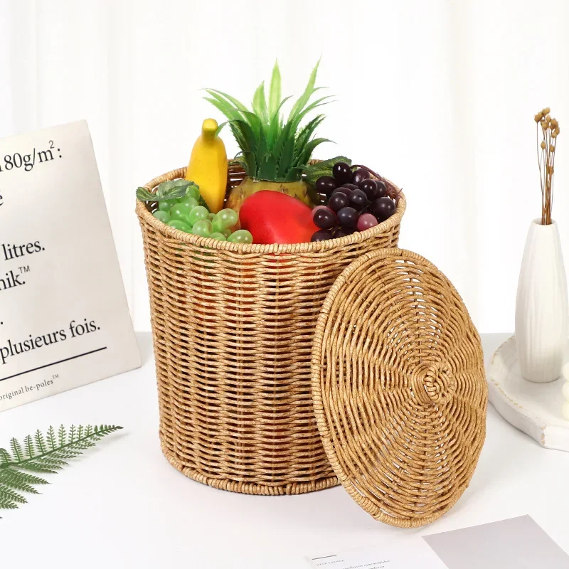 Modern rattan baskets with covers for home decoration and sundries storage products